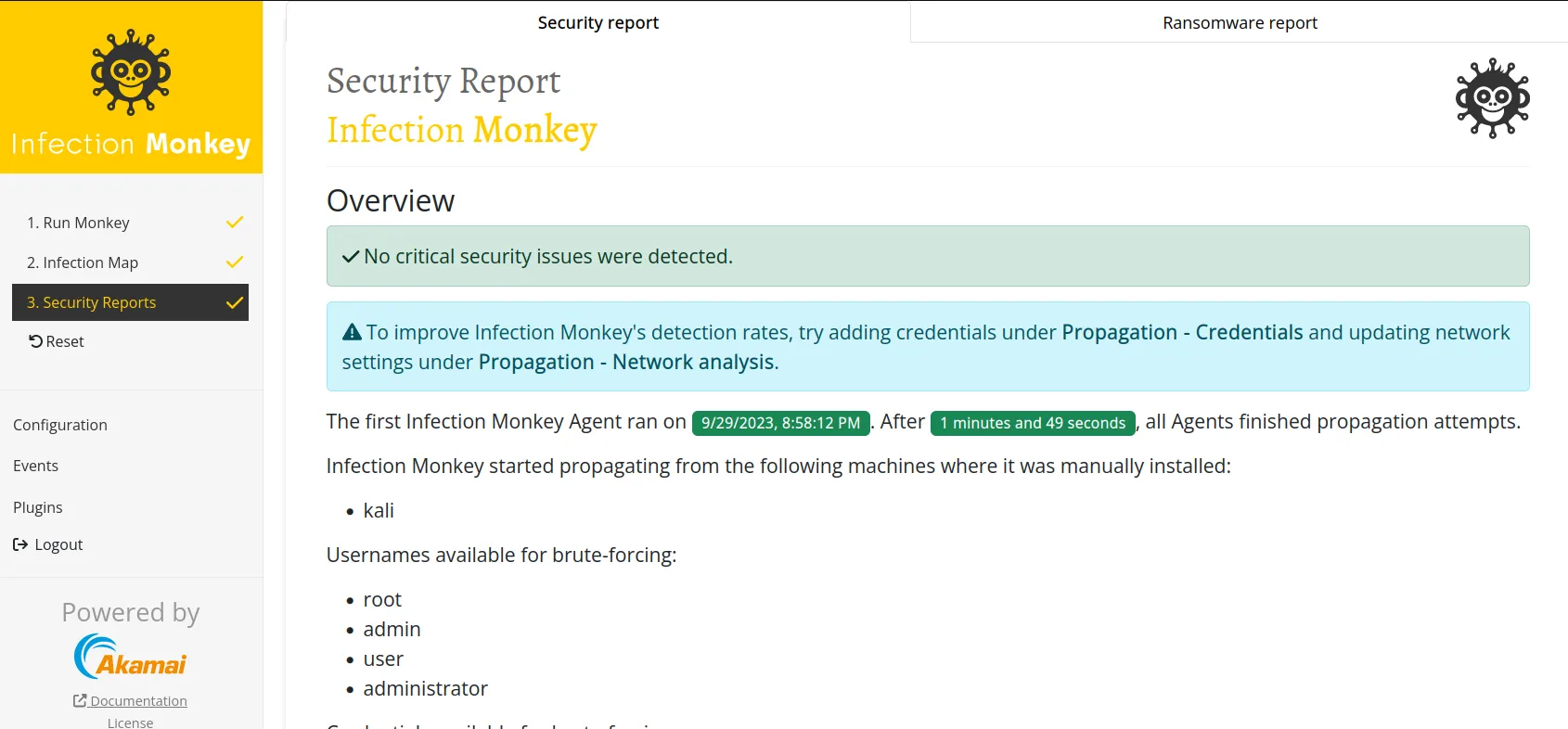 View the Security Reports