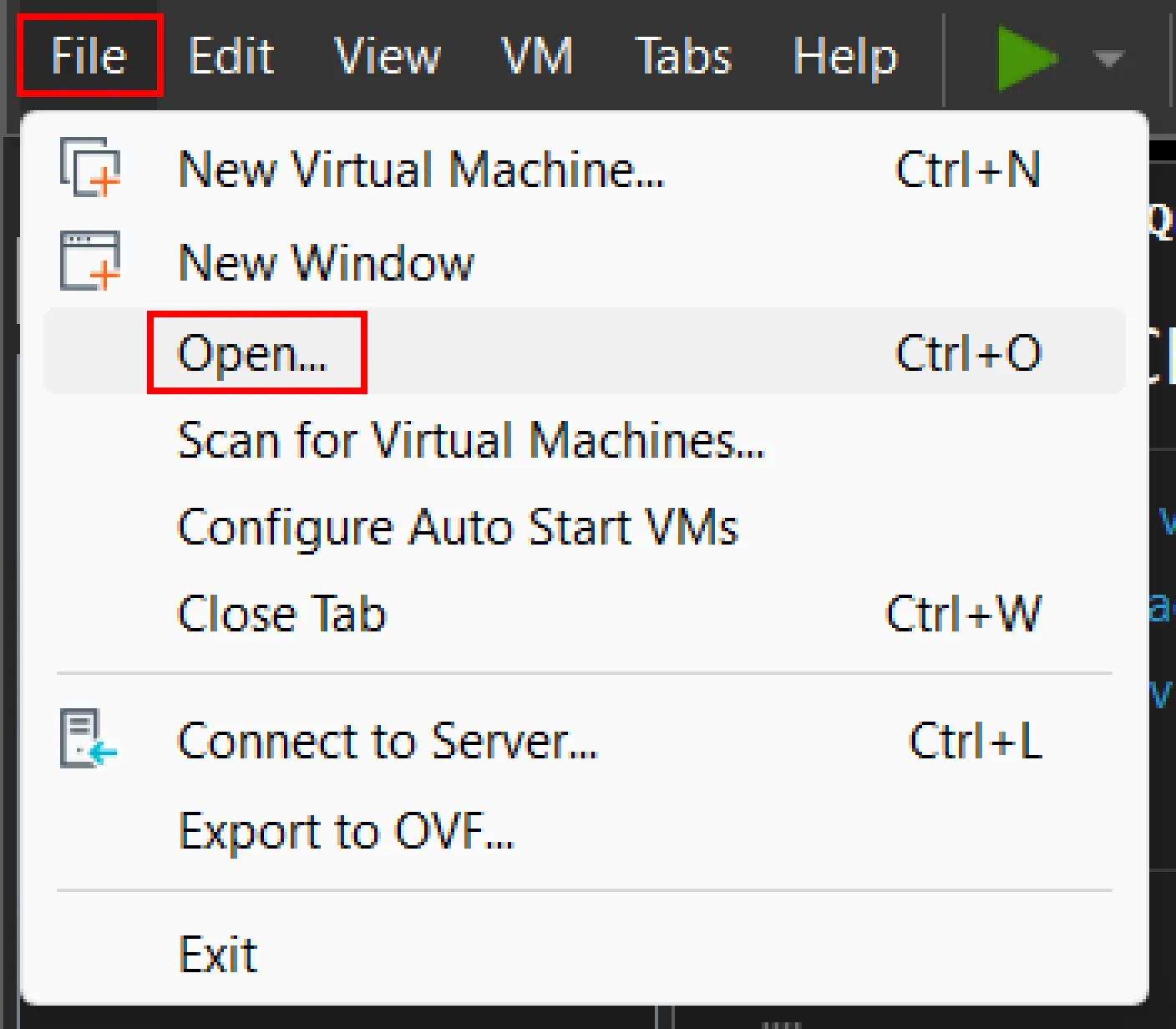 Open a Virtual Machine