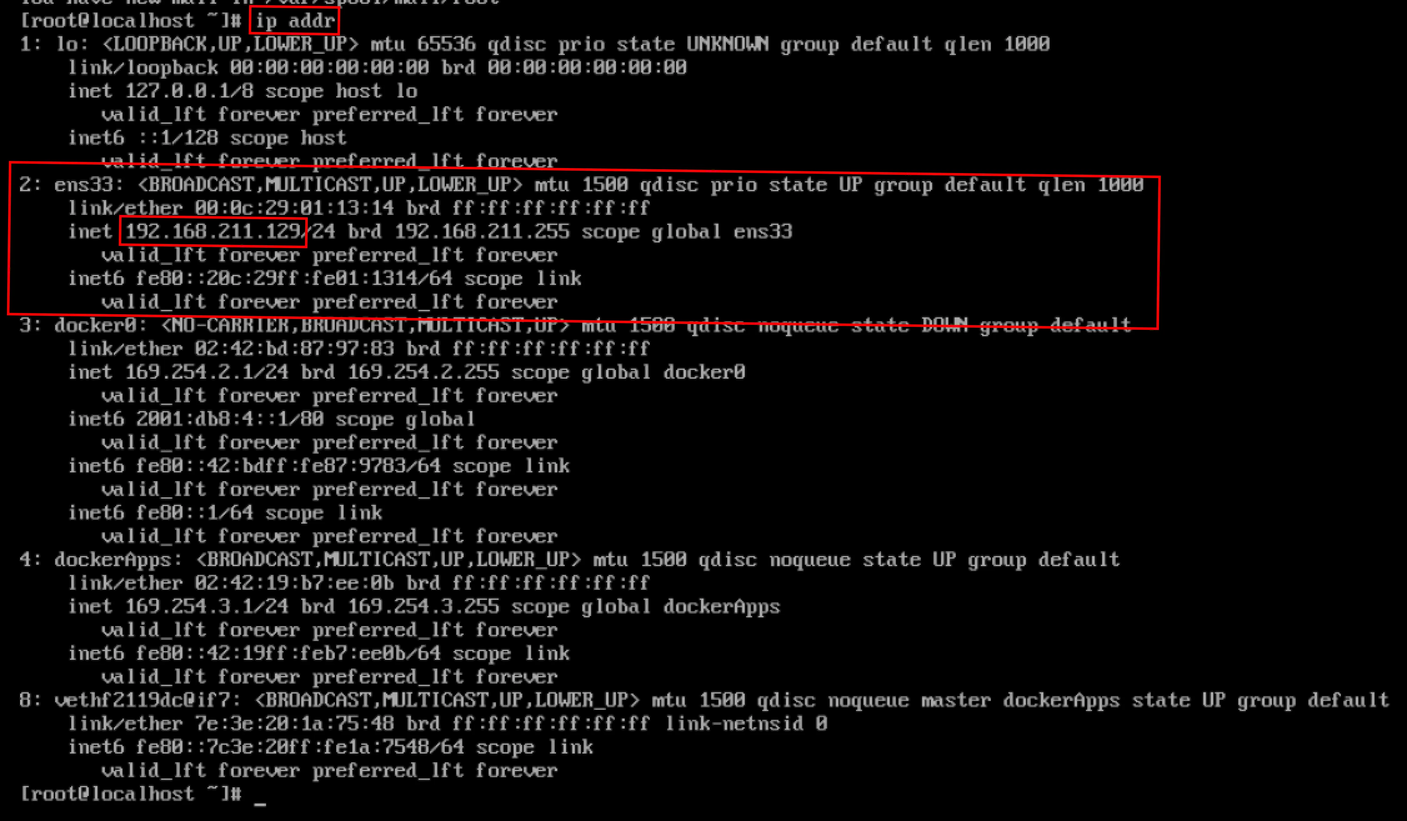 Type ip addr or ip a to see the IP address of the VM