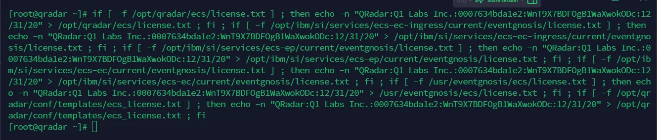 Run the command to update the QRadar CE